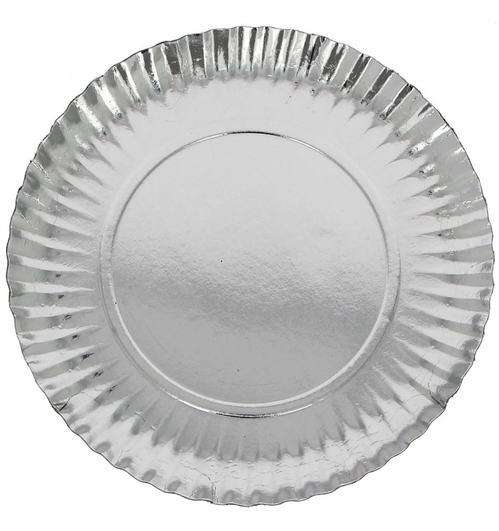 Paper Plate Round Shape Silver 23cm (100 Units) 