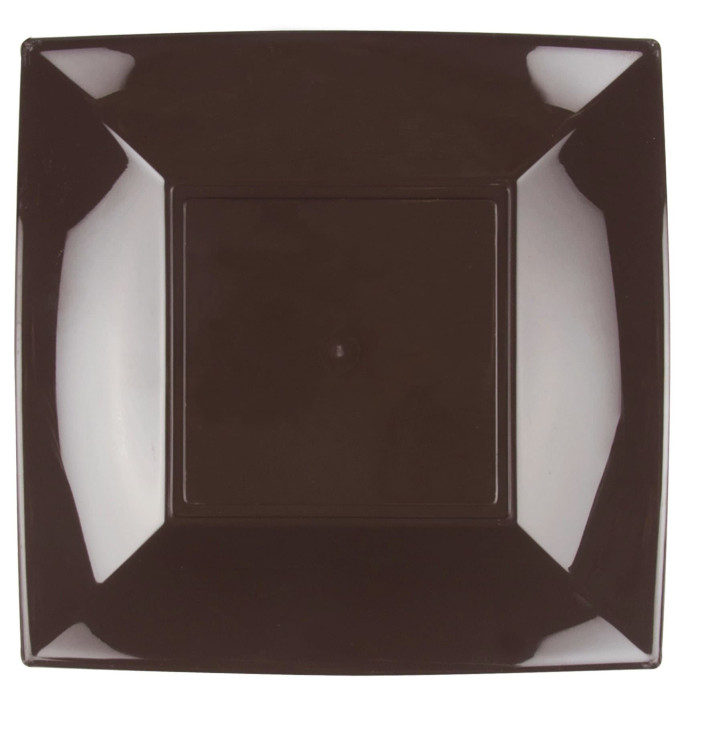 Plastic Plate Flat Brown "Nice" PP 29 cm (144 Units) Plastic Plate Flat Brown "Nice" PP 29 cm (144 Units)