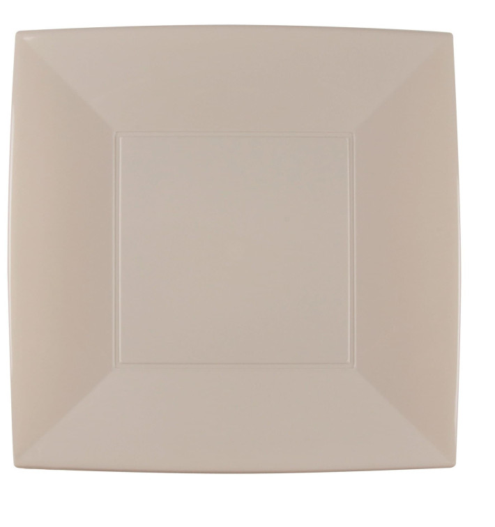 Plastic Plate Flat Beige "Nice" PP 29 cm (12 Units) 