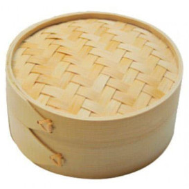 Bamboo Steamer with Lid Ø8x6cm (10 Units) 