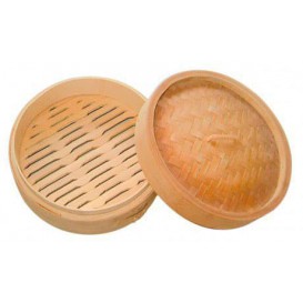 Bamboo Steamer with Lid Ø8x6cm (10 Units) 