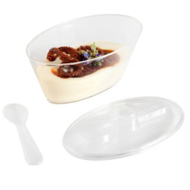 Plastic Tray PS + 12 Bowl Kit with Lid Oval Shape Clear (12 Units)