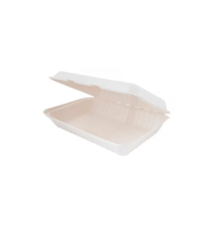 Sugarcane Hinged Container White 33,5x23x7,5cm (50 Units) 