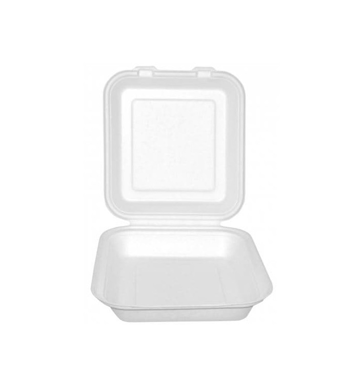 Sugarcane Hinged Container "Menu Box" White 20x18x5cm (50 Units) Sugarcane Hinged Container "Menu Box" White 20x18x5cm (50 Units)