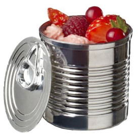 Tasting Plastic Tin Can PS Silver 220ml Ø7,4x7,3cm (20 Units) 