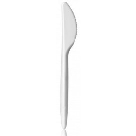 Plastic Knife PS "Luxury" White 17,5 cm (100 Units) 