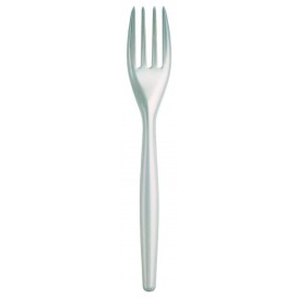 Plastic Fork PS "Easy" White Pearl 18cm (20 Units) 