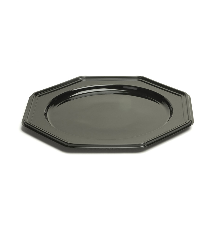 Plastic Charger Plate PET Octogonal shape Black 30 cm (10 Units) Plastic Charger Plate PET Octogonal shape Black 30 cm (10 Units)