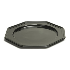 Plastic Charger Plate PET Octogonal shape Black 30 cm (50 Units)