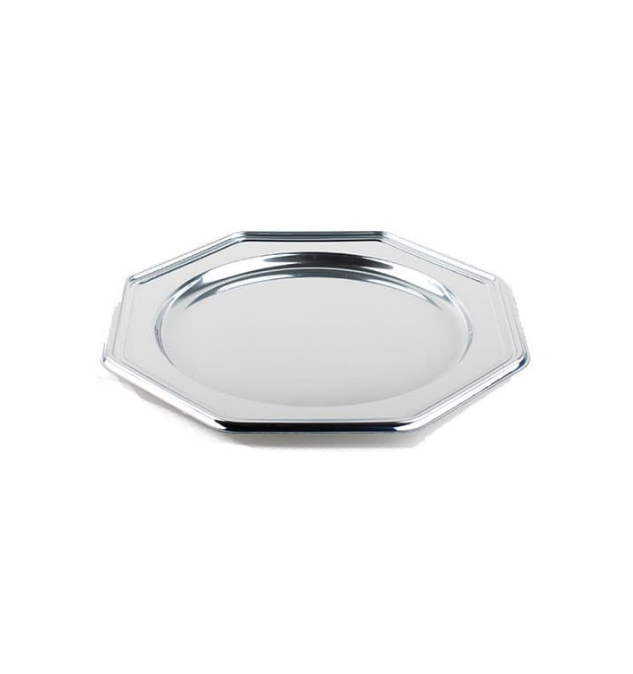 Plastic Charger Plate PET Octogonal shape Silver 30 cm (5 Units) Plastic Charger Plate PET Octogonal shape Silver 30 cm (5 Units)