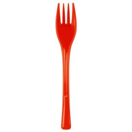 Plastic Fork PS "Fly" Red Clear 14cm (50 Units) 