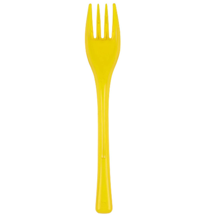 Plastic Fork PS "Fly" Yellow Clear 14cm (3000 Units) Plastic Fork PS "Fly" Yellow Clear 14cm (3000 Units)