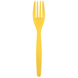 Plastic Fork PS "Easy" Yellow 18cm (20 Units) 
