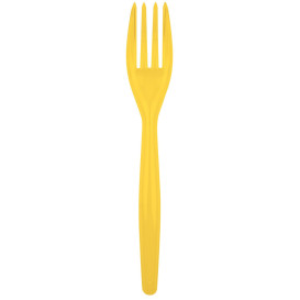 Plastic Fork PS "Easy" Yellow 18cm (20 Units) 