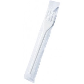 Plastic Fork PS White Wrapped 17cm (1000 Units)