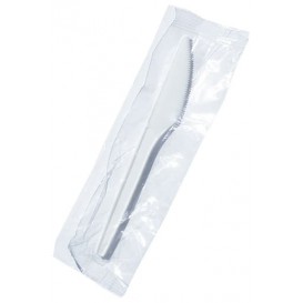 Plastic Knife PS White Wrapped 17cm (1000 Units) 