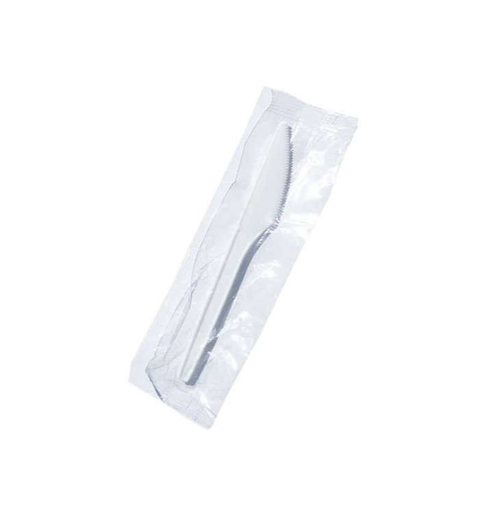 Plastic Knife PS White Wrapped 17cm (1000 Units) Plastic Knife PS White Wrapped 17cm (1000 Units)
