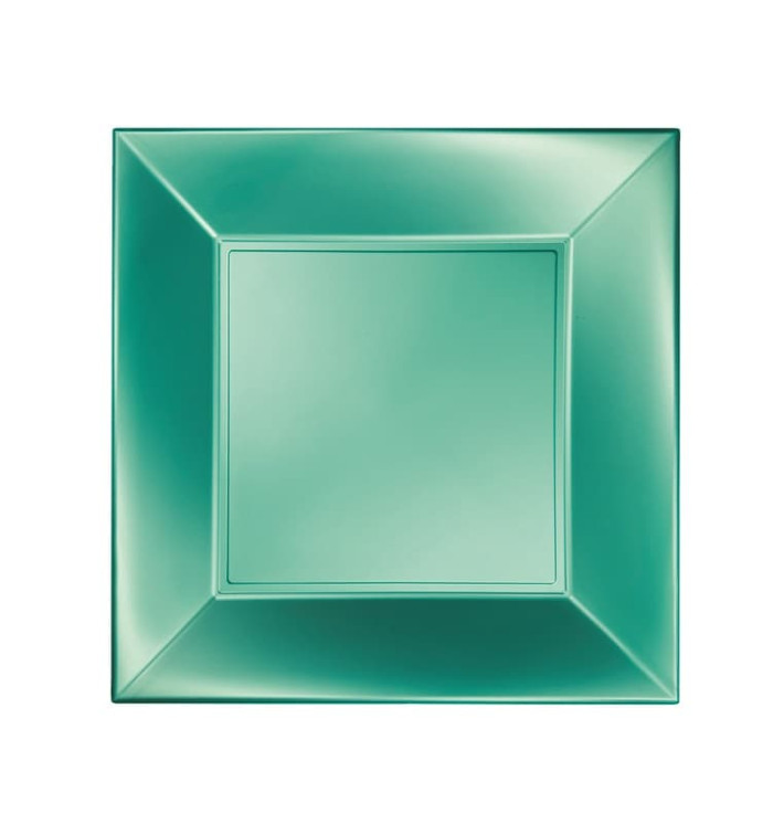 Plastic Plate Flat Green "Nice" Pearl PP 23 cm (300 Units) Plastic Plate Flat Green "Nice" Pearl PP 23 cm (300 Units)