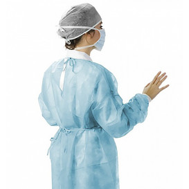 Disposable Lab Coat TST PP Back Closure Tie Belt Blue XL (10 Units) 