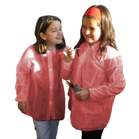 Disposable Kids Lab Coat TST PP Velcro Red (1 Unit) 