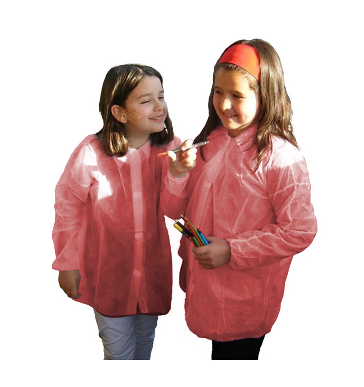 Disposable Kids Lab Coat TST PP Velcro Red (1 Unit) Disposable Kids Lab Coat TST PP Velcro Red (1 Unit)
