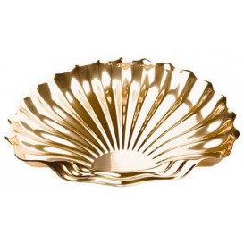 Plastic Platter Shell Shape Gold 34x30 cm (50 Units)