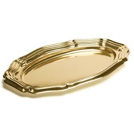 Plastic Platter Oval Shape Gold 46x30 cm (50 Units)