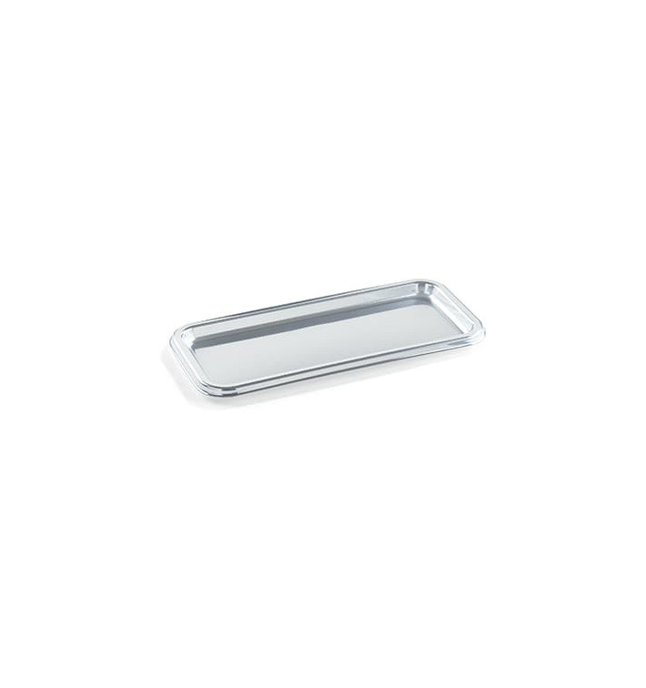Plastic Platter Rectangular Shape Silver 35X16 cm (50 Units) Plastic Platter Rectangular Shape Silver 35X16 cm (50 Units)