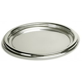 Plastic Tray Round Shape Silver 30 cm (50 Uds)