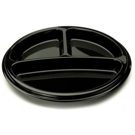 Plastic Plate Round Shape 3C Black 26 cm (25 Units) 