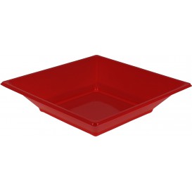 Plastic Plate Deep Square shape Red 17 cm (300 Units)