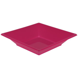 Plastic Plate Deep Square shape Fuchsia 17 cm (5 Units) 