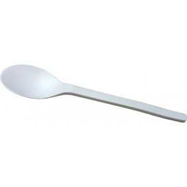 Cornstarch Spoon PLA Biodegradable White 15,5cm (50 Units) 