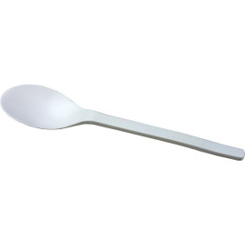 Cornstarch Spoon PLA Biodegradable White 15,5cm (50 Units) 