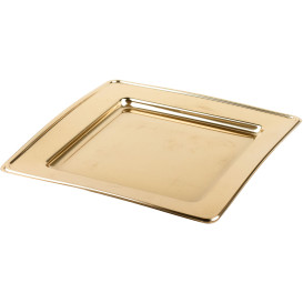 Plastic Plate PET Square shape Gold 30cm (4 Units)