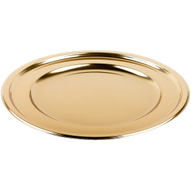 Plastic Plate PET Round shape Gold Ø23 cm (180 Units)
