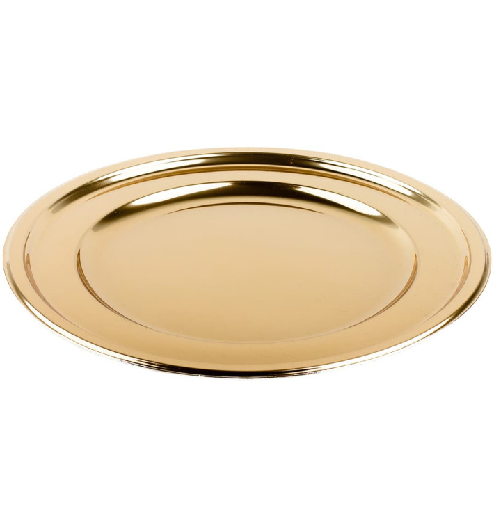 Plastic Plate PET Round shape Gold Ø23 cm (180 Units) Plastic Plate PET Round shape Gold Ø23 cm (180 Units)