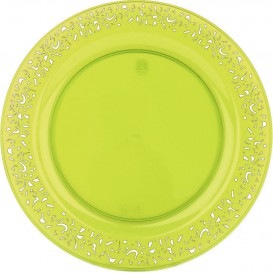 Plastic Plate Round shape "Lace" Green 19cm (4 Units) 
