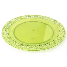 Plastic Plate Round shape "Lace" Green 23cm (4 Units) 