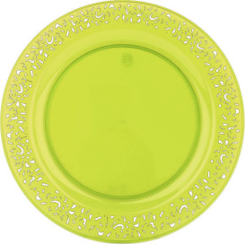 Plastic Plate Round shape "Lace" Green 23cm (4 Units) 