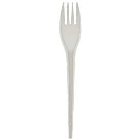 Cornstarch Fork PLA Biodegradable White 17,5cm (15 Units) 