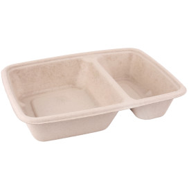 Sugarcane Container 2 Compartments 800ml 23x16,5x5cm (75 Units) 