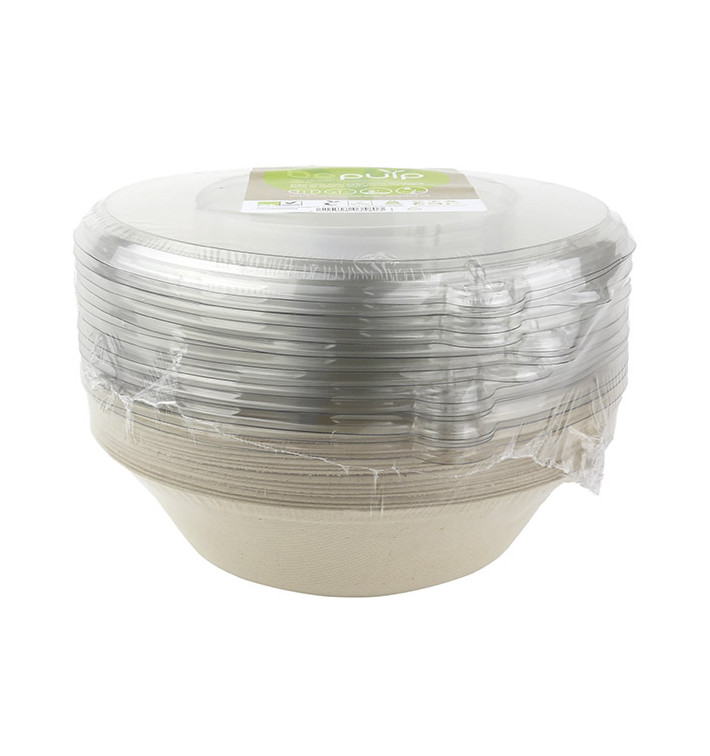 Sugarcane Bowl with Lid 1000ml Ø21x6cm (90 Units) Sugarcane Bowl with Lid 1000ml Ø21x6cm (90 Units)