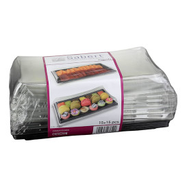 Plastic Tray with Lid Black 12x22cm (15 Units) 