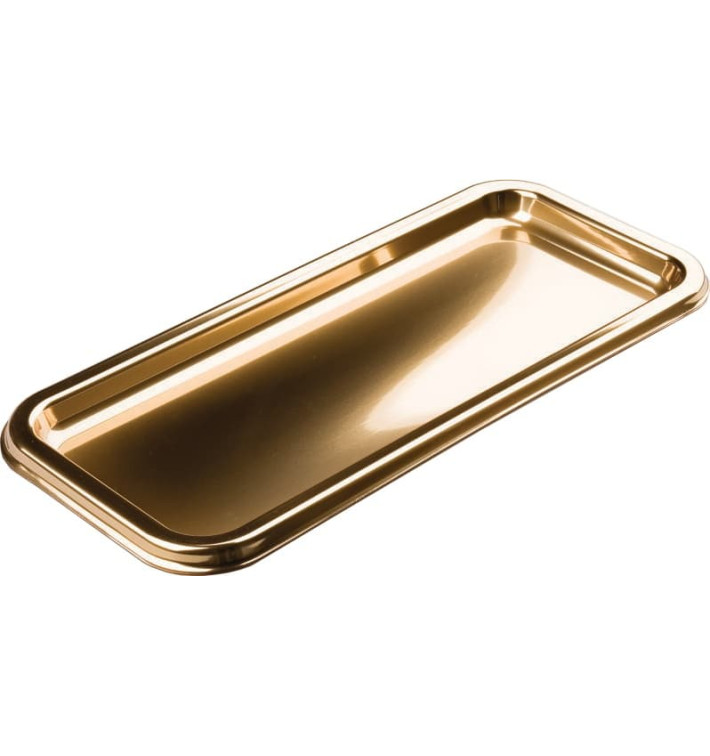 Plastic Tray Rectangular Shape Gold 35x16cm (5 Units) Plastic Tray Rectangular Shape Gold 35x16cm (5 Units)