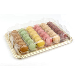 Plastic Tray Rectangular Shape Gold 35x24 cm (5 Units) 