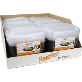 Plastic Deli Container with Lid PP Black 600ml 23x17x6cm (15 Units) 