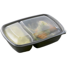 Plastic Deli Container with Lid PP Black 2C 900ml 23x16,5x7cm (15 Units) 