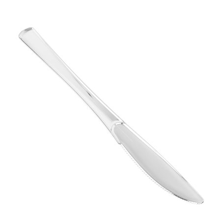 Reusable metallized PS knife 20 cm silver effect