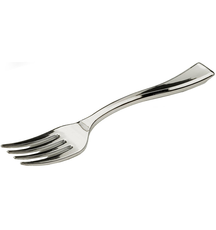 Plastic Mini Fork Metallized 10cm (100 Units) Plastic Mini Fork Metallized 10cm (100 Units)